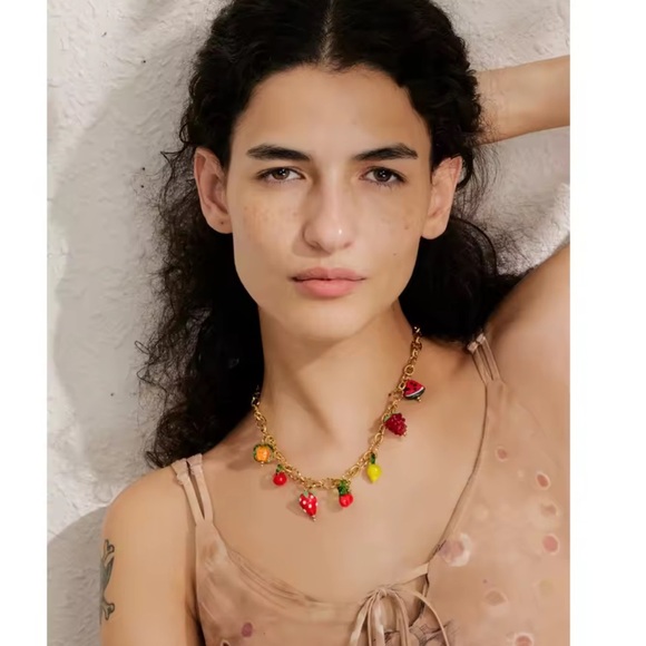 Tutti Frutti Charm 18K Gold Stainless Steel Waterproof Necklace - Picture 9 of 10